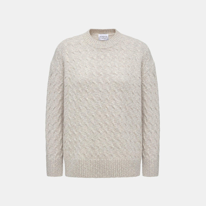 “Winter Diary” 100% Cashmere極細絨柔幾何浮織星點針織上衣—Fog Beige 霧幕杏灰