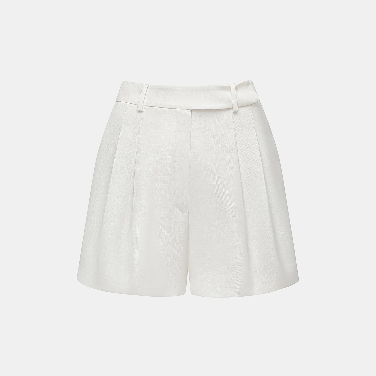 "Speak Sleek" 奢華輕薄麻感肌理醋酸短褲—Ivory