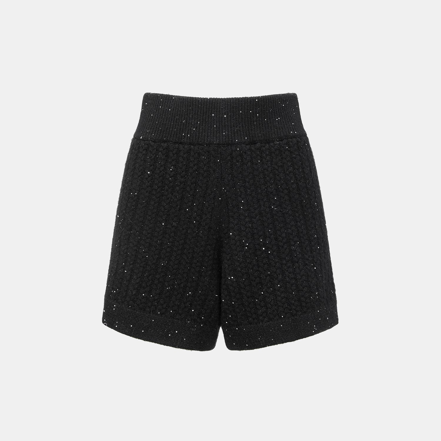 “Autumn Diary” 100% Cashmere 立體細麻花星點亮片針織短褲—Eternal Night極夜峽灣