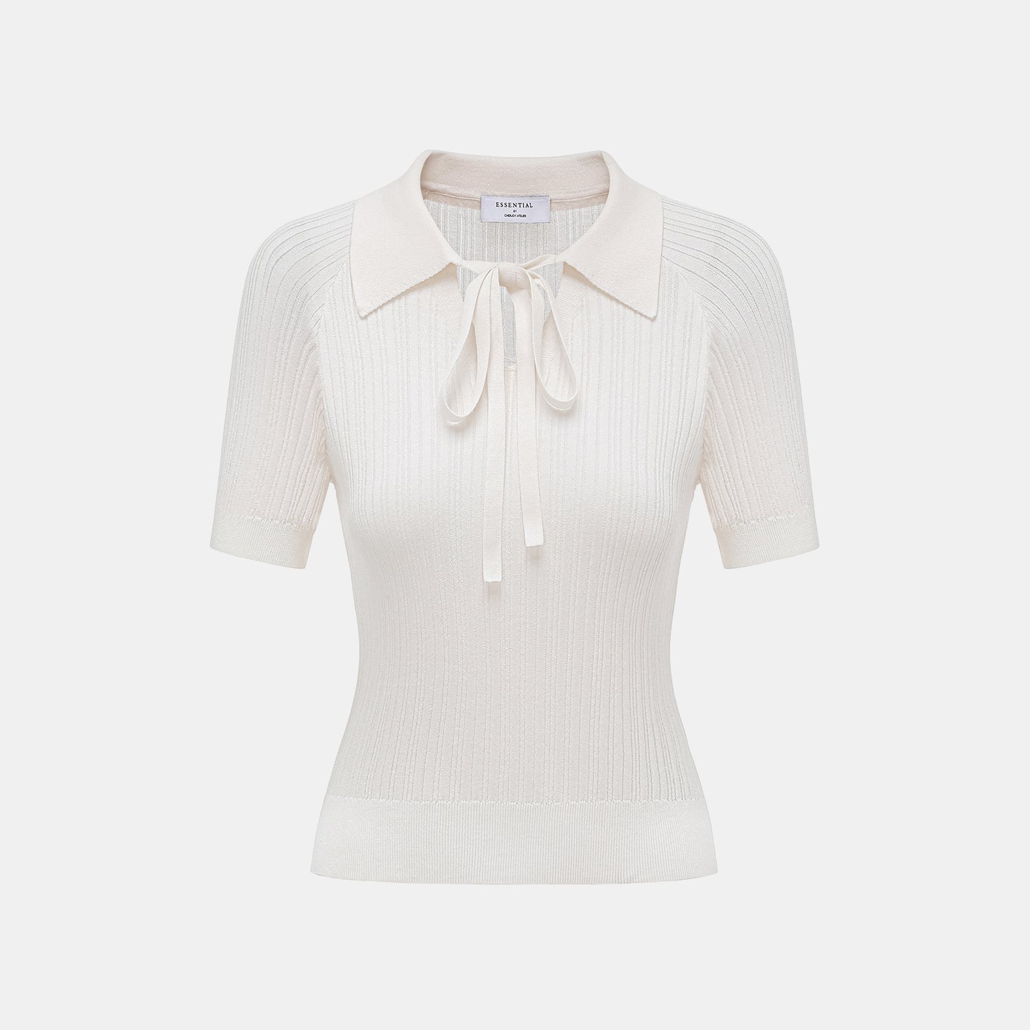 “By Inch." 蠶絲針織綁帶上衣—Pearl Whisper 珍珠絮語