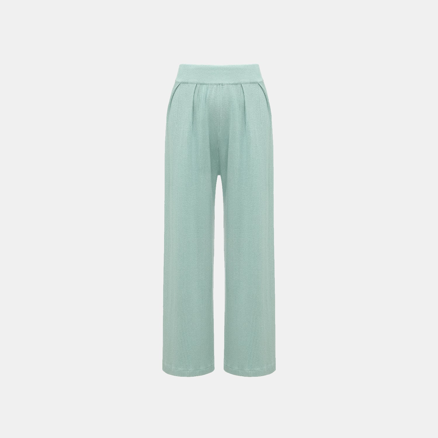 “Spring diary.” Silk Cashmere真絲喀什米爾針織立體打褶闊腿褲—Mint