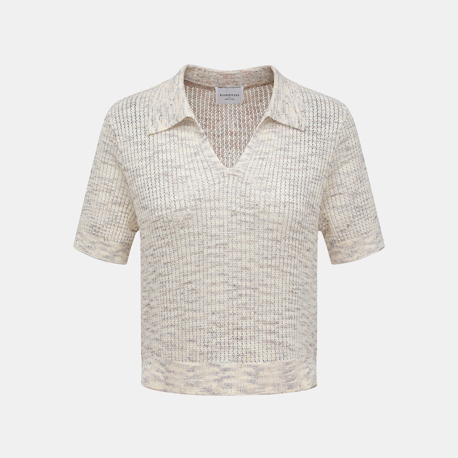 "Summer diary." 雲染鑲華鏤紋工藝針織上衣—Shell Gleam貝語