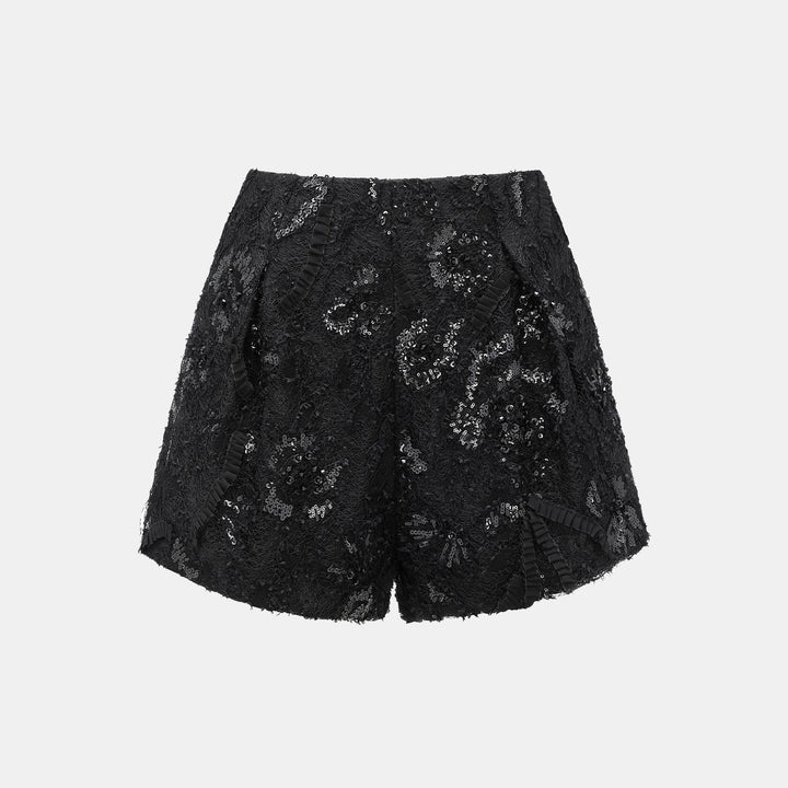 "Weekend at Monaco." Luxe Beaded Lace Shorts by Nuit Parfumée