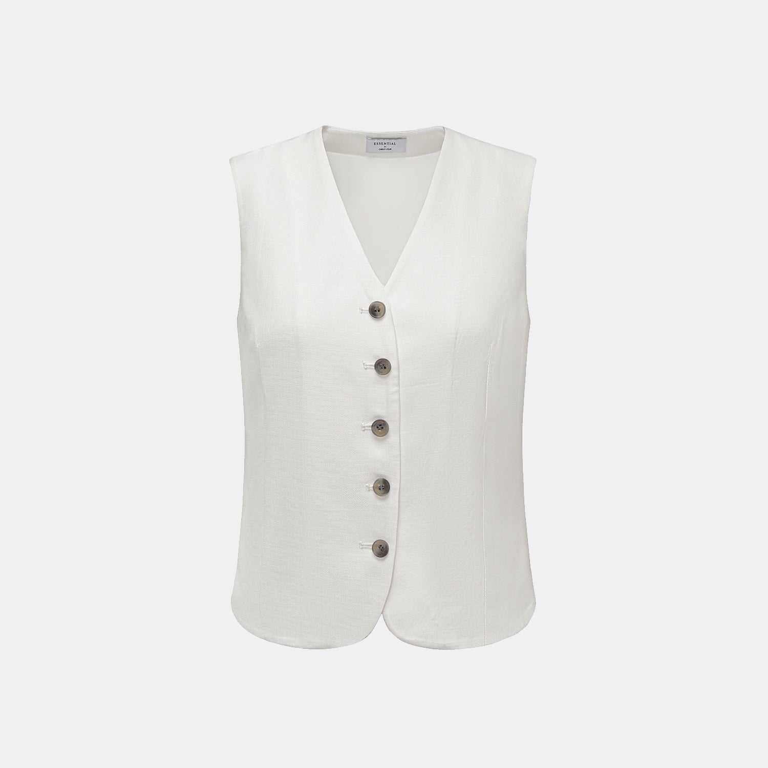 "Speak Sleek" 奢華輕薄麻感肌理醋酸綁帶西裝馬甲背心—Ivory