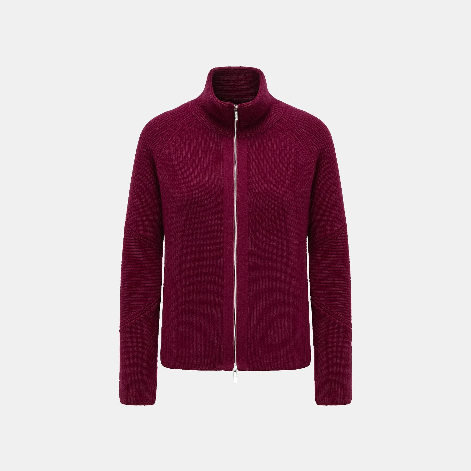 “Winter Diary” 100%Cashmere 高領拼接造型外套—Raspberry Jam