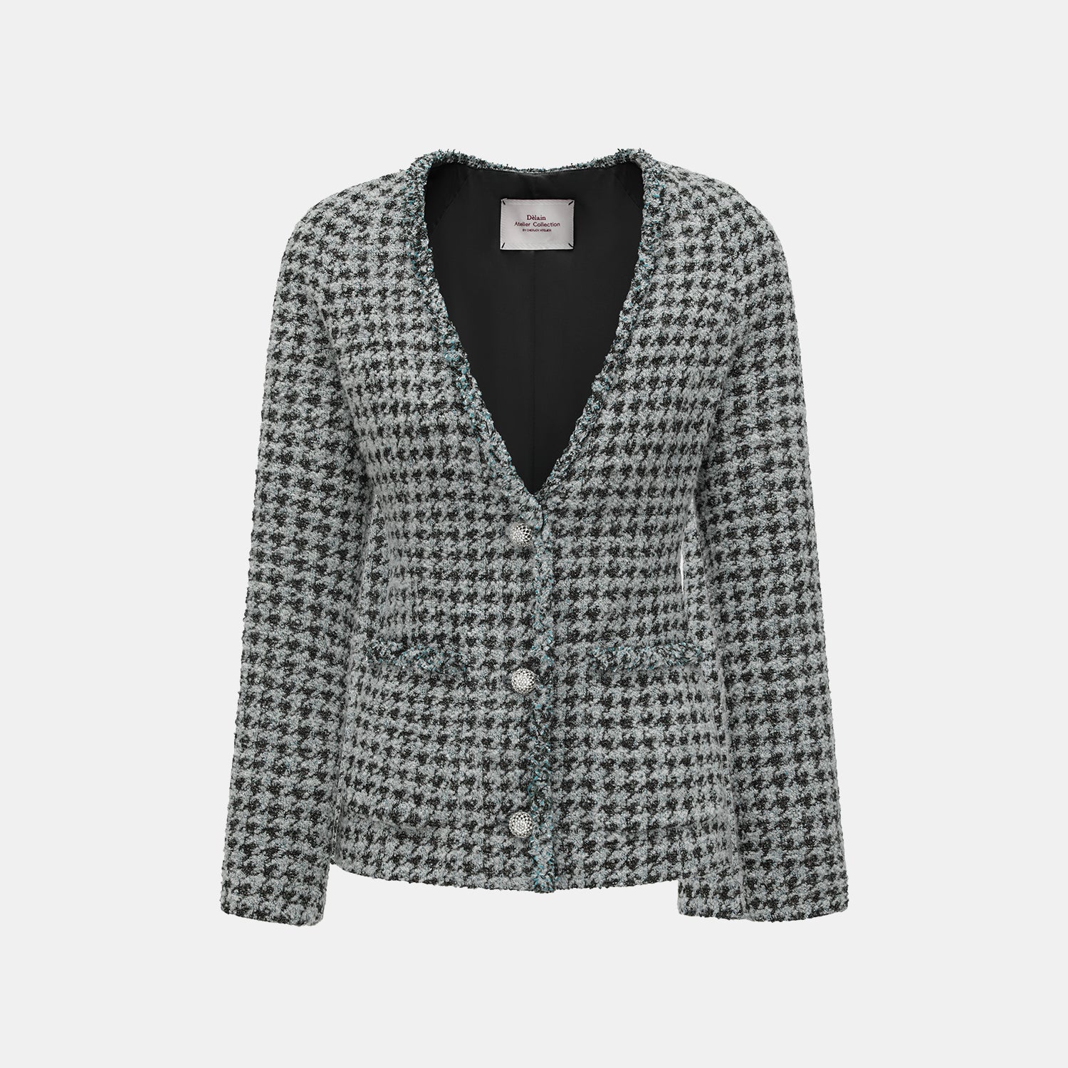 "Chelsea Citywalk." 義大利星紗簇絨緹花千鳥格修身外套—Garden Lyric莊園詩箋