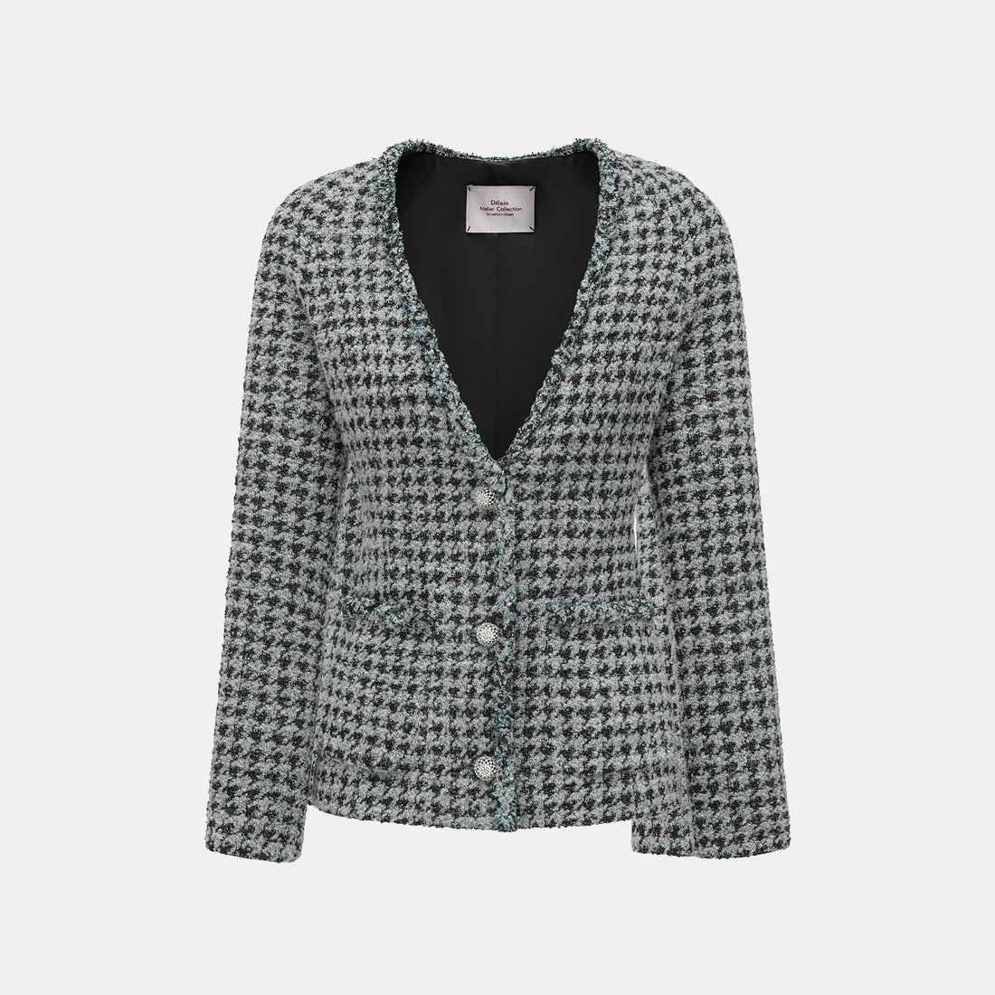 "Chelsea Citywalk." 義大利星紗簇絨緹花千鳥格修身外套—Garden Lyric莊園詩箋