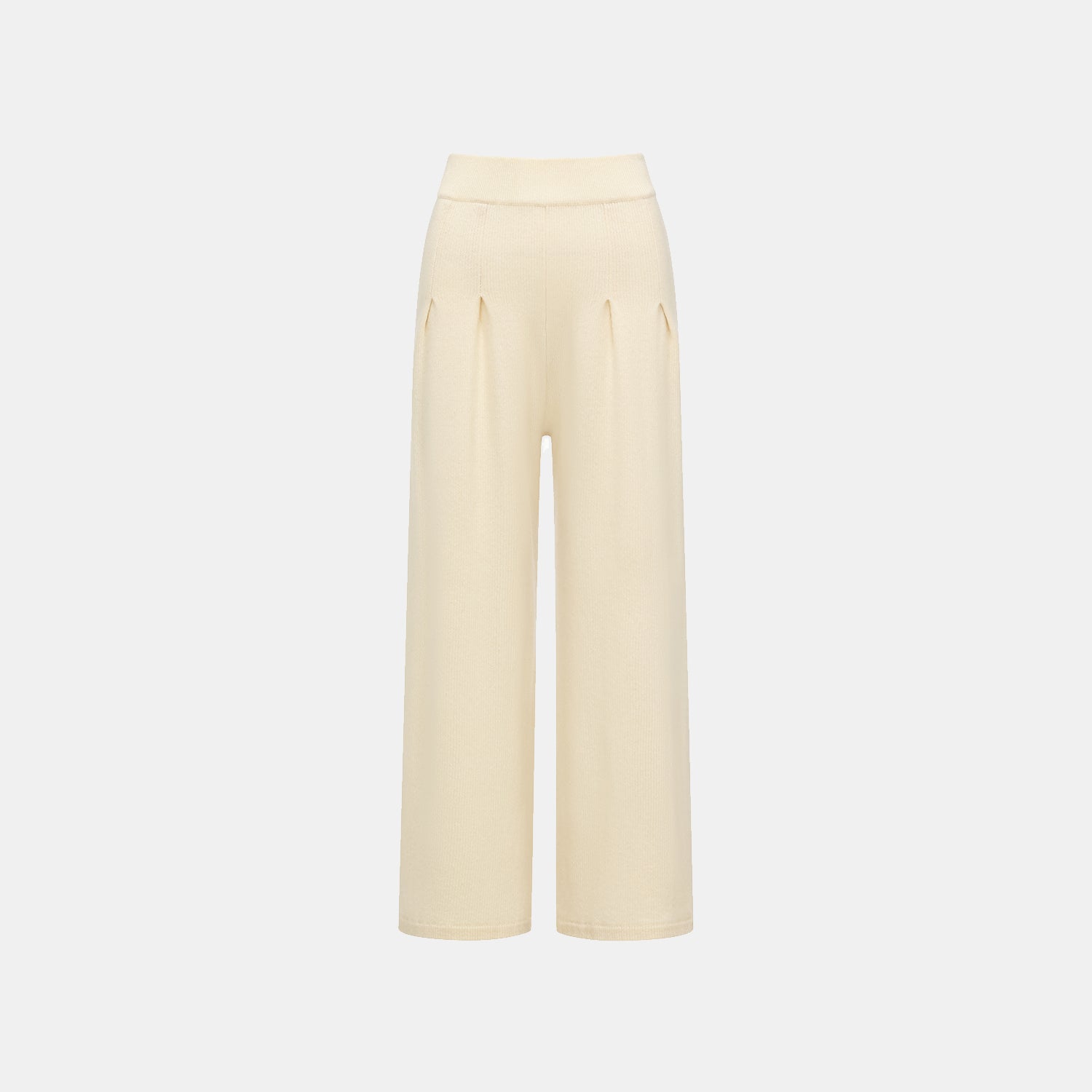 “Winter Diary” 100% Cashmere 重磅立體打褶闊腿褲—白