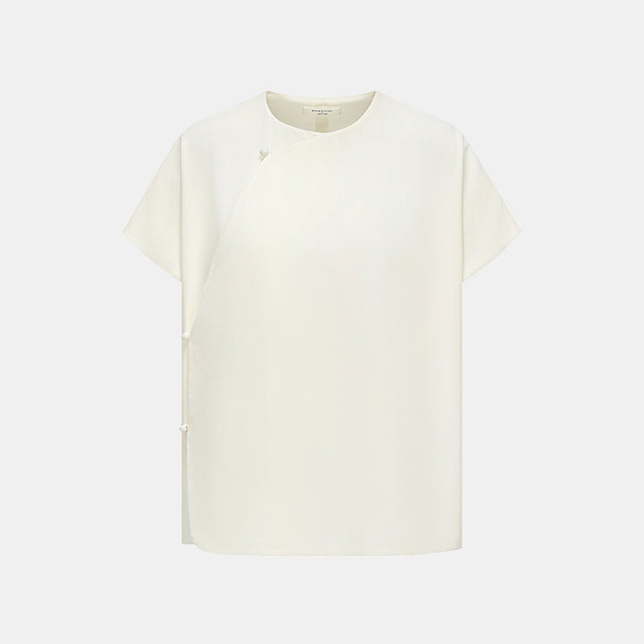 “秋意” 輕國風短袖罩衫 — 白