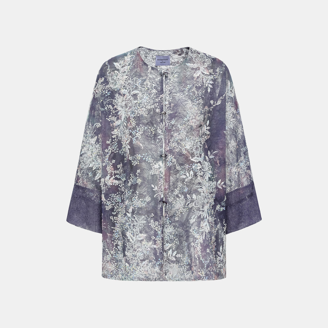 "Imperial Garden Teatime"緞染繡霞奢華珠繡蕾絲輕國風Oversized罩衫—Nocturne Bloom凝夜浮香