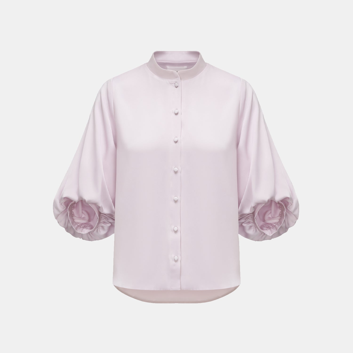 “秋意" 100% 桑蠶絲雪紡國風七分袖襯衫 — 櫻花粉