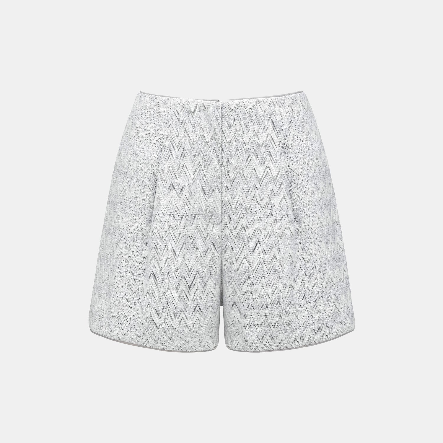 “Summer Diary”義大利Chevron山形銀燦織紋針織短褲—Hazy Vale煙嵐悠境