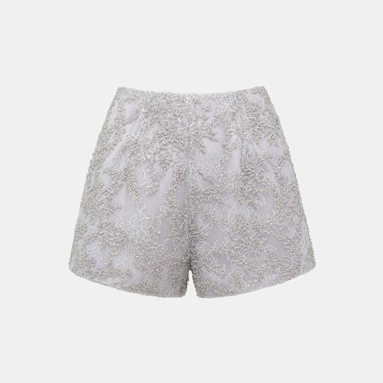 “茶宴” 奢華珠綉輕國風蕾絲短褲—Silver