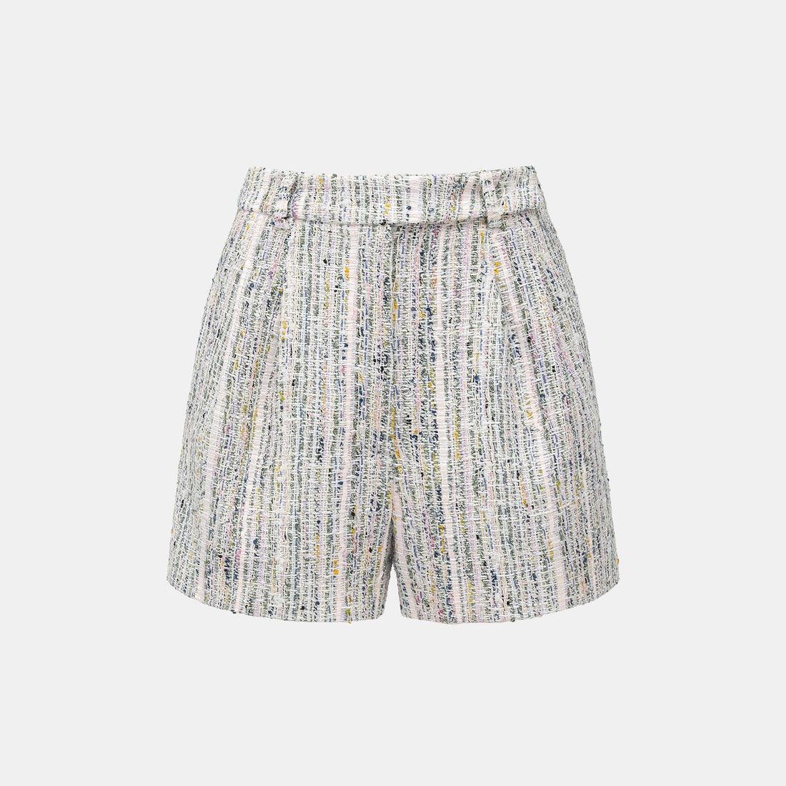 “Chelsea tea time.” 線韻肌理條織花呢短褲—Sherry de Rosée香露雪莉