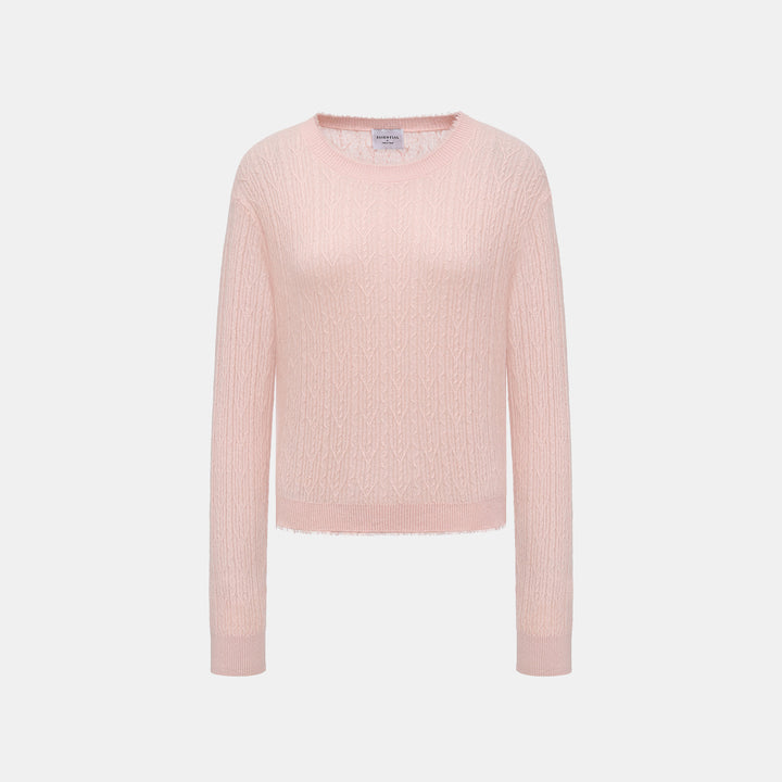 “Autumn Diary” 100% Cashmere羽絮葉脈紋銀織針織上衣—Rosé Mood瑰晤