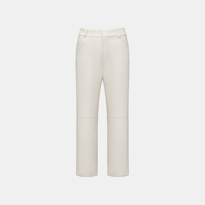 “Easy-go Chic” 純素皮精裁切皮工藝九分褲—Champagne Mousse慕斯香檳