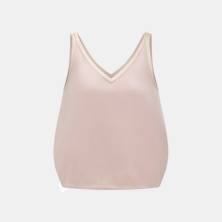 "Weekend at Monaco." 重磅緞面拼接工藝背心 — Pink