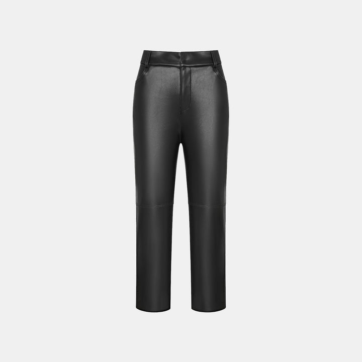 "Easy-go Chic" Vegan Leather Cropped Pants - Black 