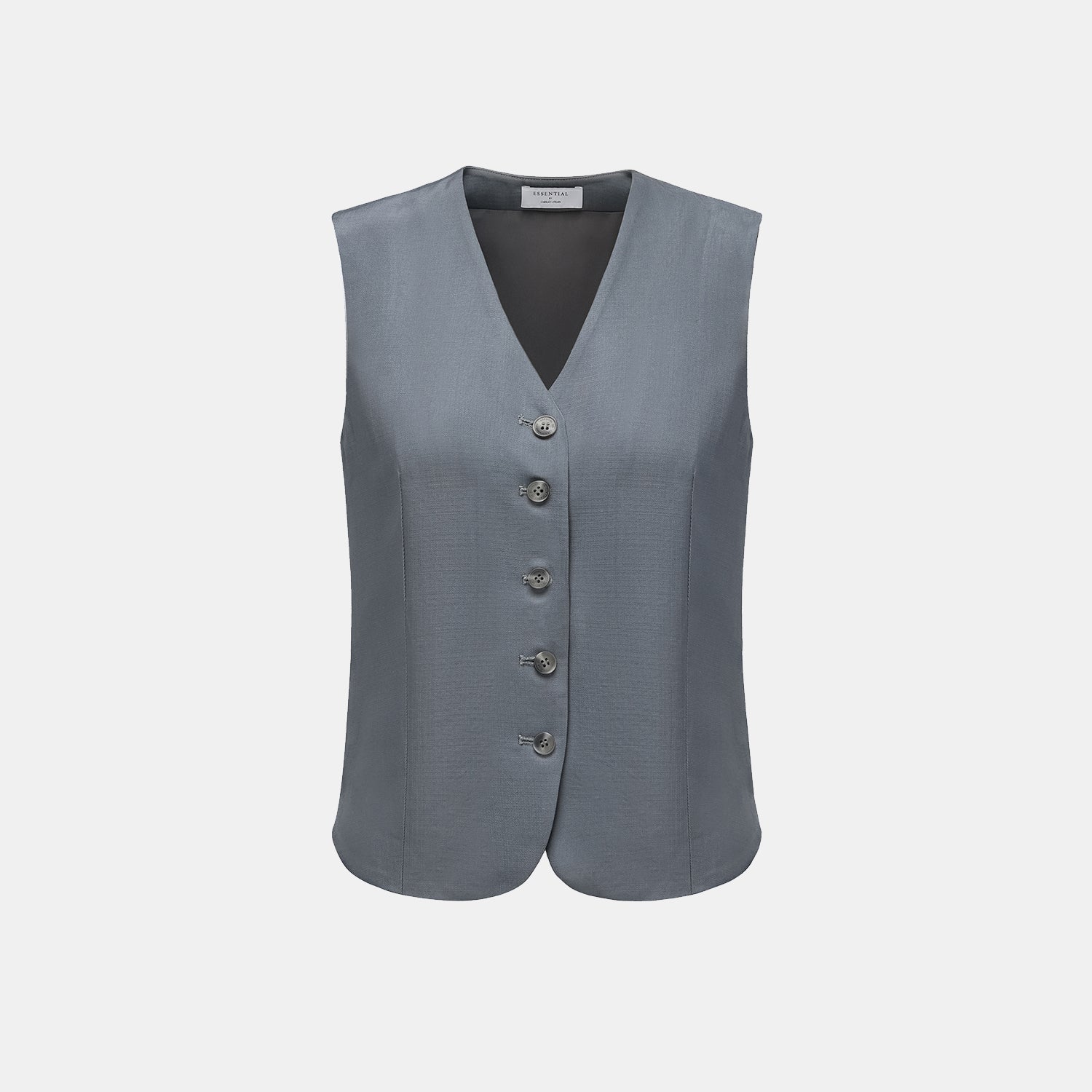 "Speak Sleek" 奢華輕薄麻感肌理醋酸綁帶西裝馬甲背心—Cloud