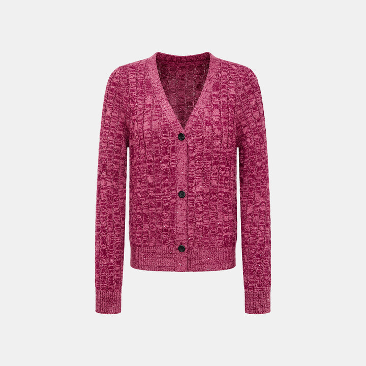 “Winter diary.” 100% Cashmere 亮片麻花編織針織開衫—Luck