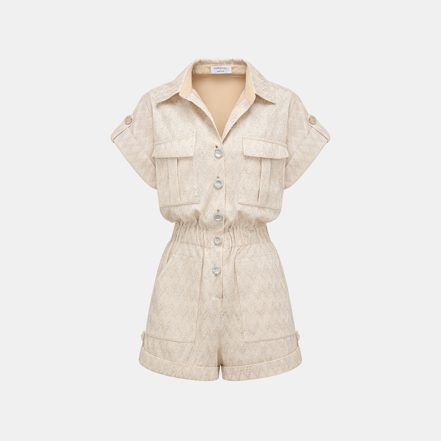 “Autumn Diary”義大利Chevron山形金縷織紋針織連身褲—Isle Breeze沙嶼暖風