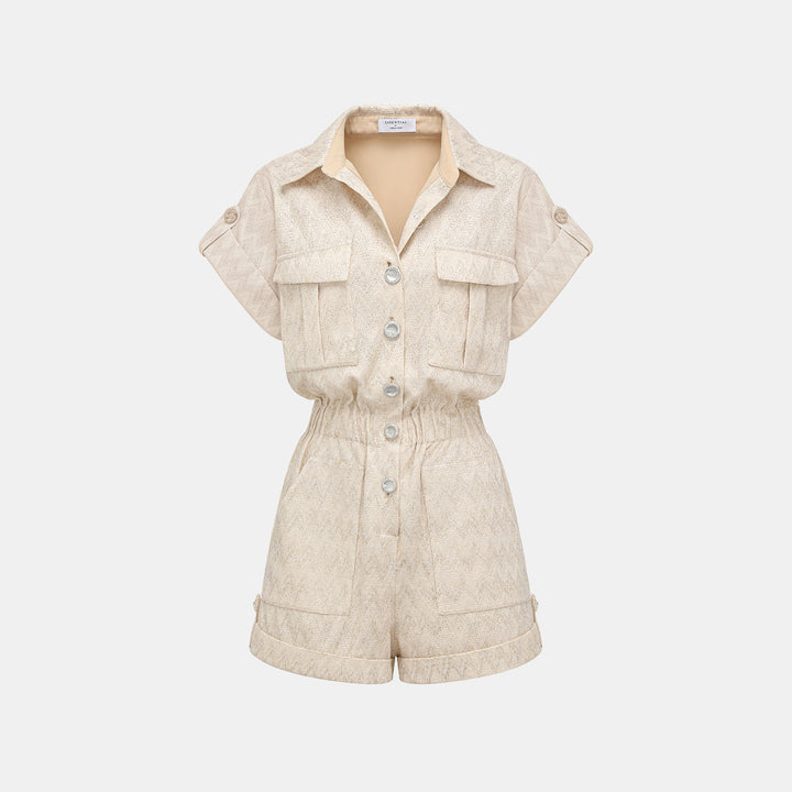 “Autumn Diary”義大利Chevron山形金縷織紋針織連身褲—Isle Breeze沙嶼暖風