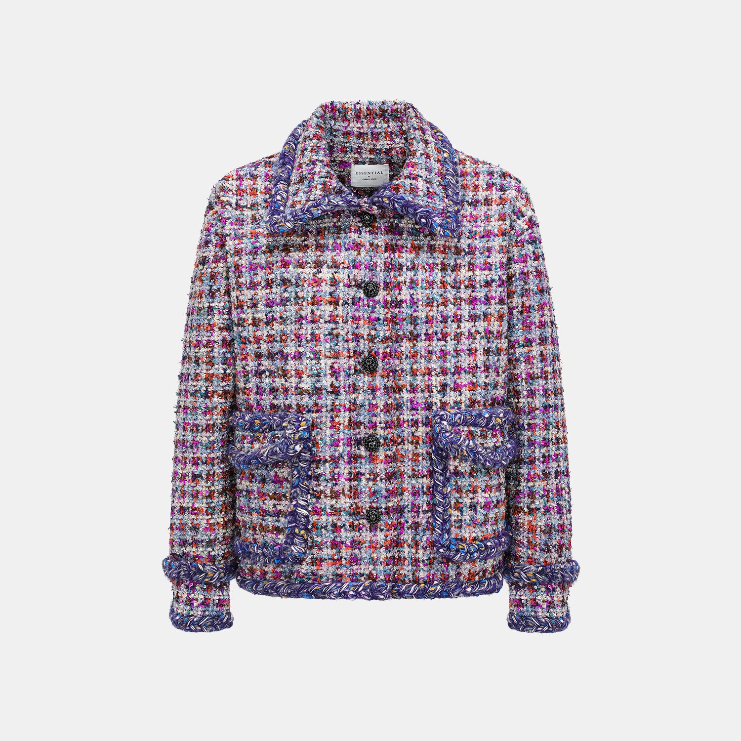 "Tokyo'Hours" Oversized Tweed Jacket—Blueberry cupcake
