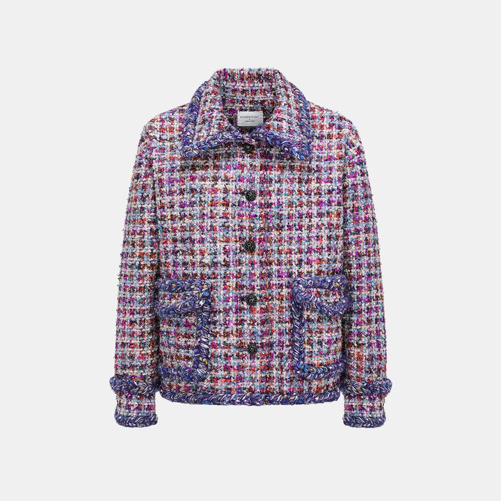 "Tokyo'Hours" Oversized Tweed Jacket—Blueberry cupcake