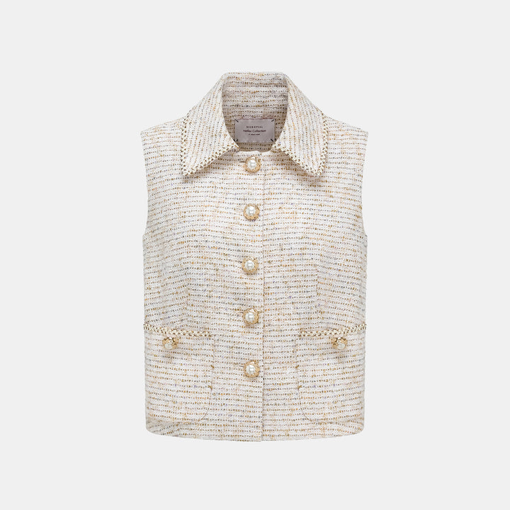 "Chelsea Citywalk." Spanish gold-finish lightweight tweed vest 