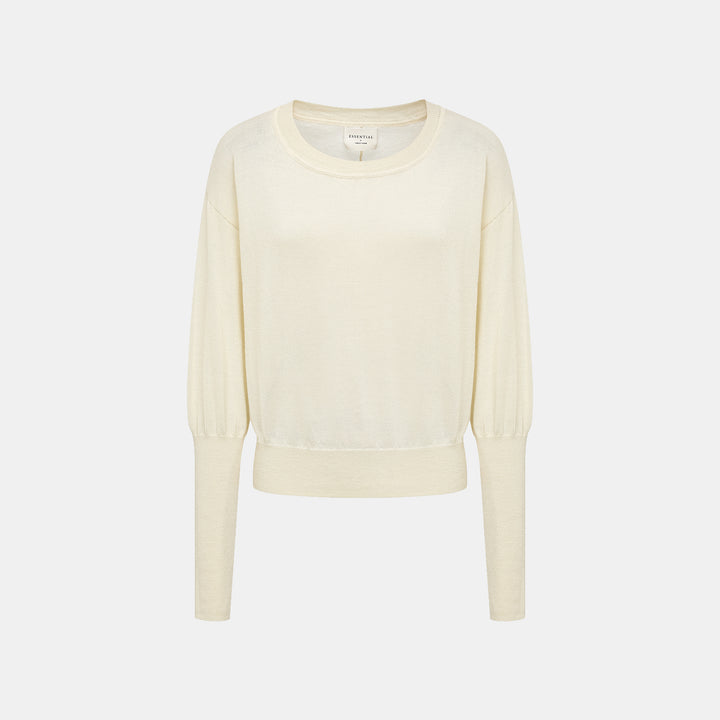 “Winter Diary” Silk Cashmere 針織蝙蝠袖針織上衣—白