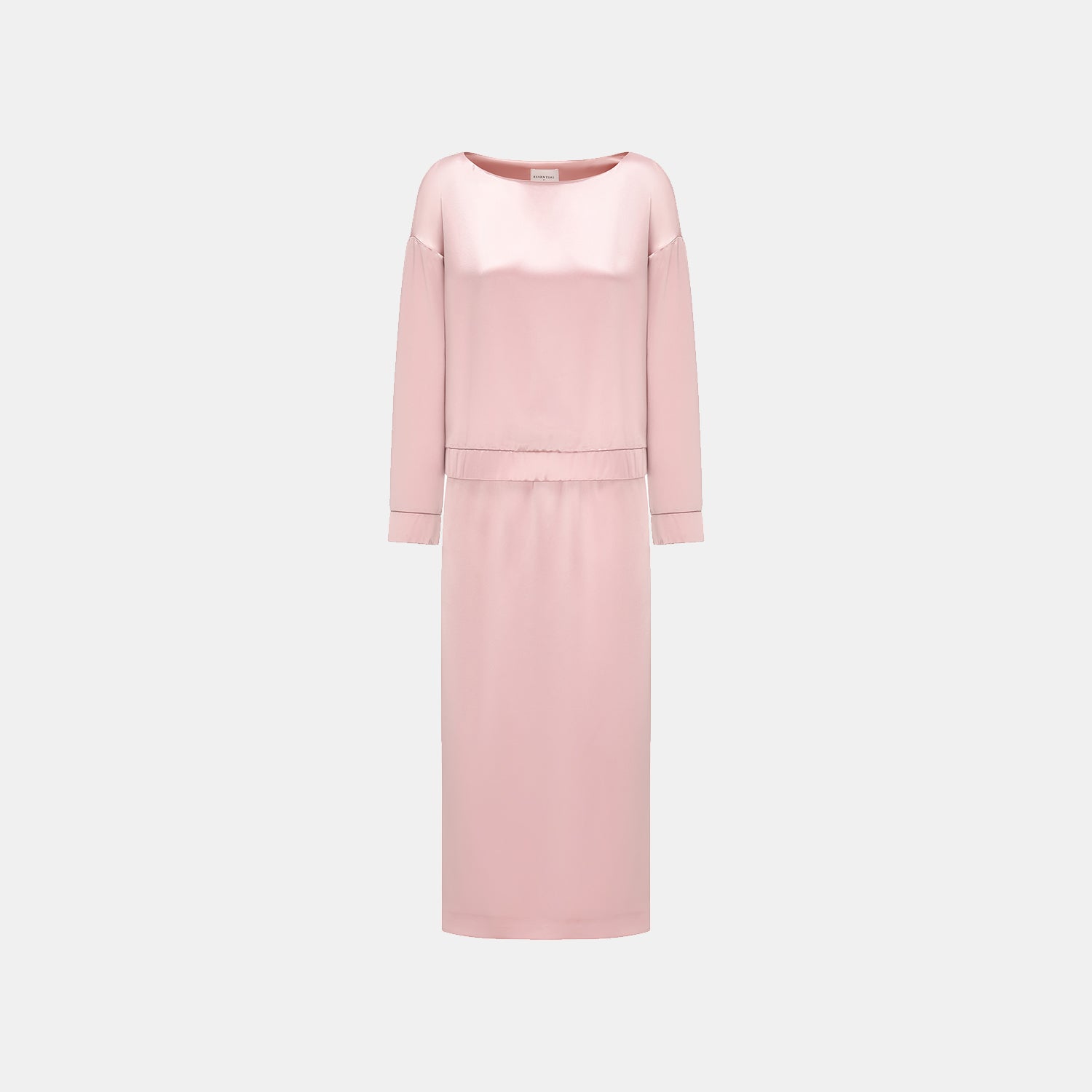 “Easy Go Chic.” 緞面醋酸休閒套裝—粉