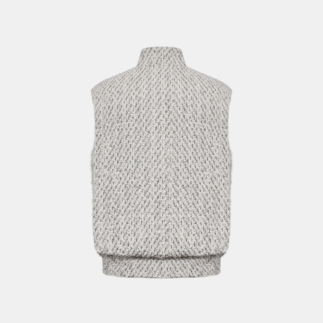 “Sloane Ave."法國高級訂製蓬圈銀織花呢Oversized背心—Silver Mist輕雪銀花