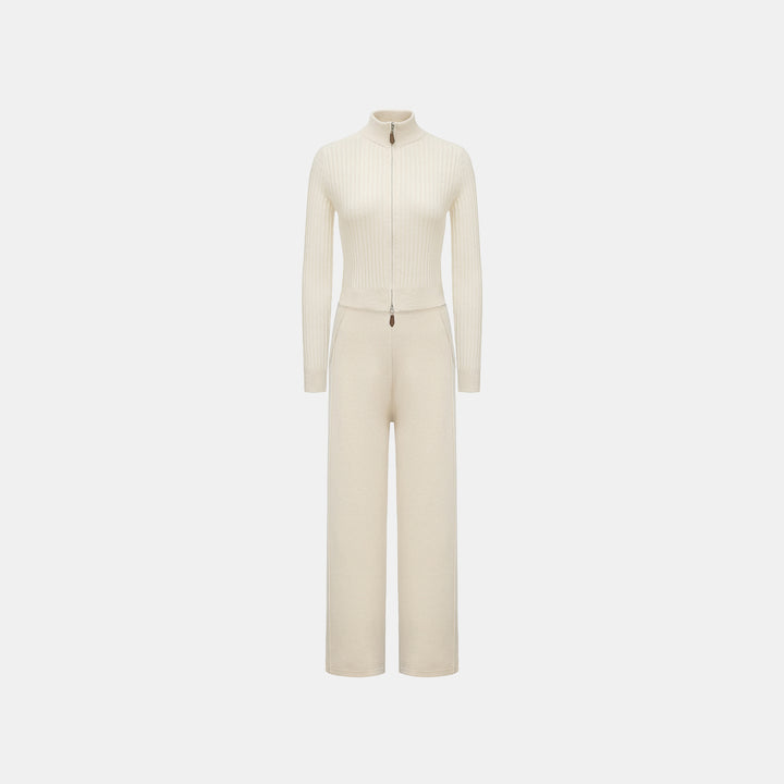 “Winter Diary” 100% Cashmere柔韌羅紋合身立領針織外套—Softcloud Kiss棉雲之吻