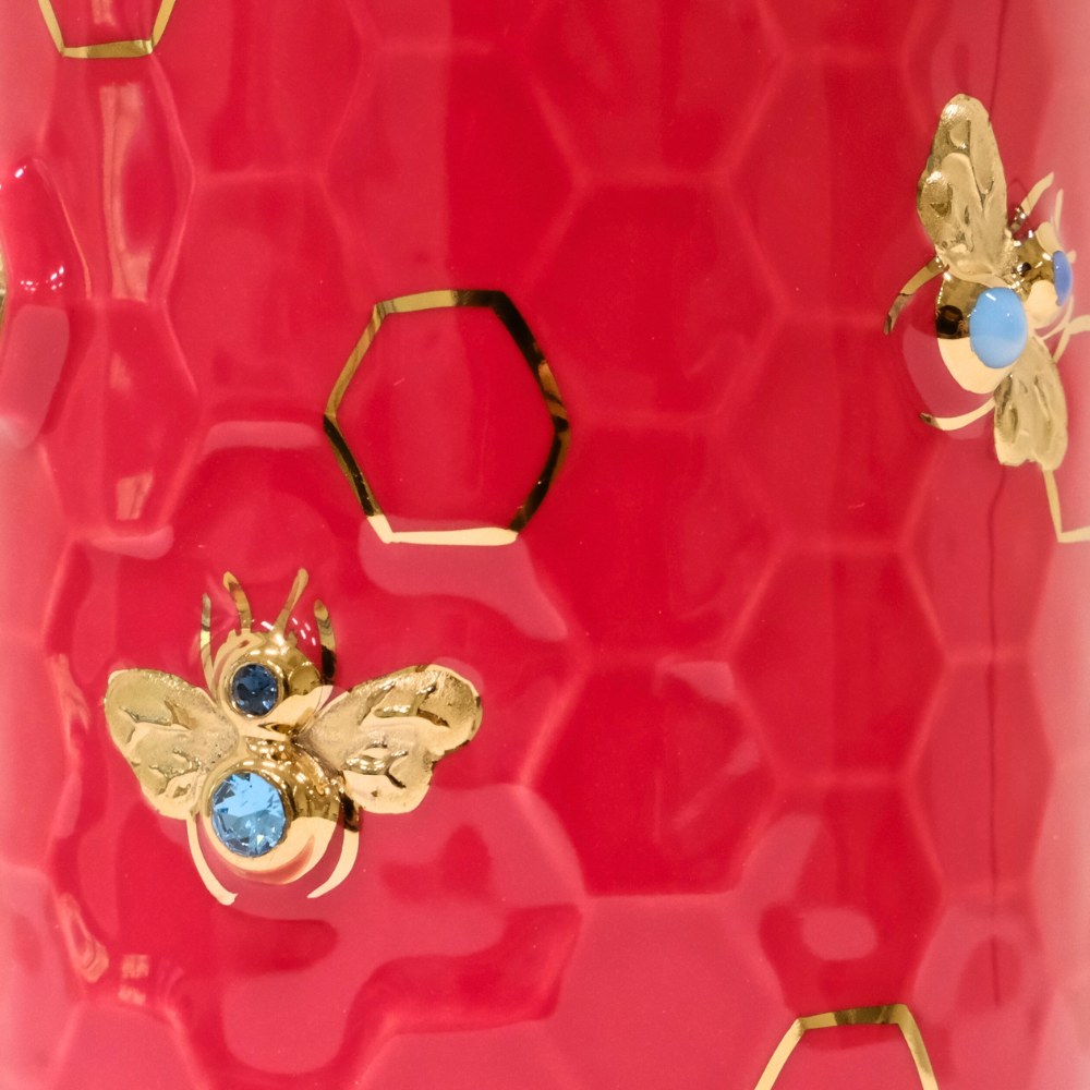 乾唐軒 吉星大豐收鎏金水晶隨身杯─ 中國紅金