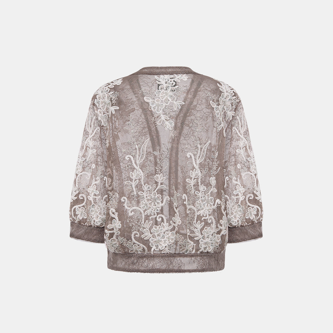 "Imperial Garden Teatime"珠繡香緹蕾絲開衫—Mist Bloom 霧綻花影