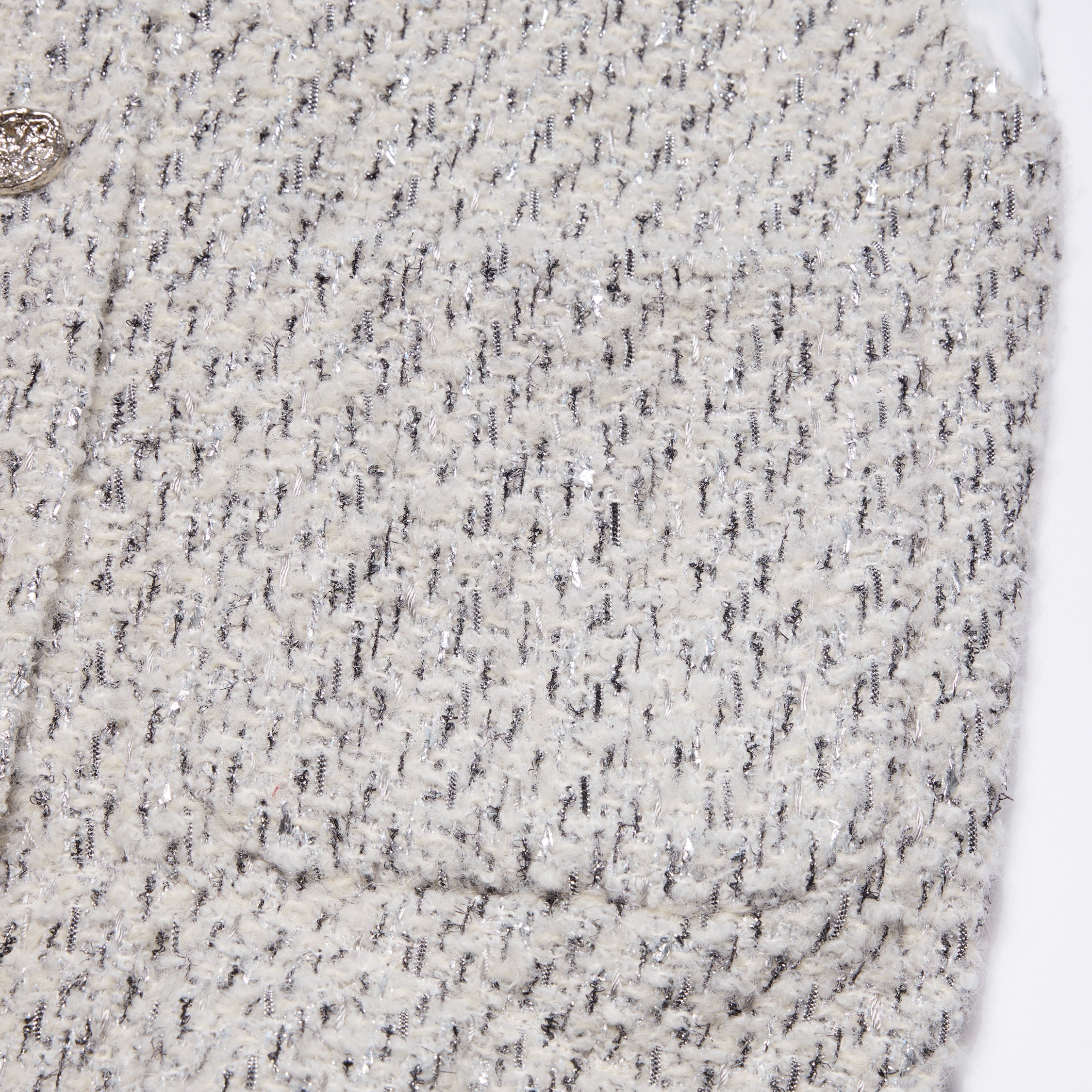 “Sloane Ave."法國高級訂製蓬圈銀織花呢Oversized背心—Silver Mist輕雪銀花