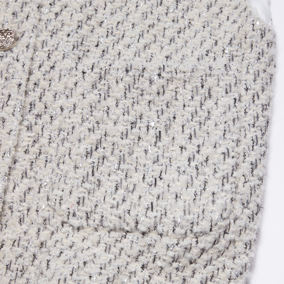 “Sloane Ave."法國高級訂製蓬圈銀織花呢Oversized背心—Silver Mist輕雪銀花