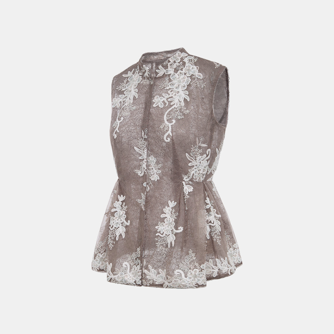 "Imperial Garden Teatime"珠繡香緹蕾絲狩獵收腰馬甲背心—Mist Bloom 霧綻花影