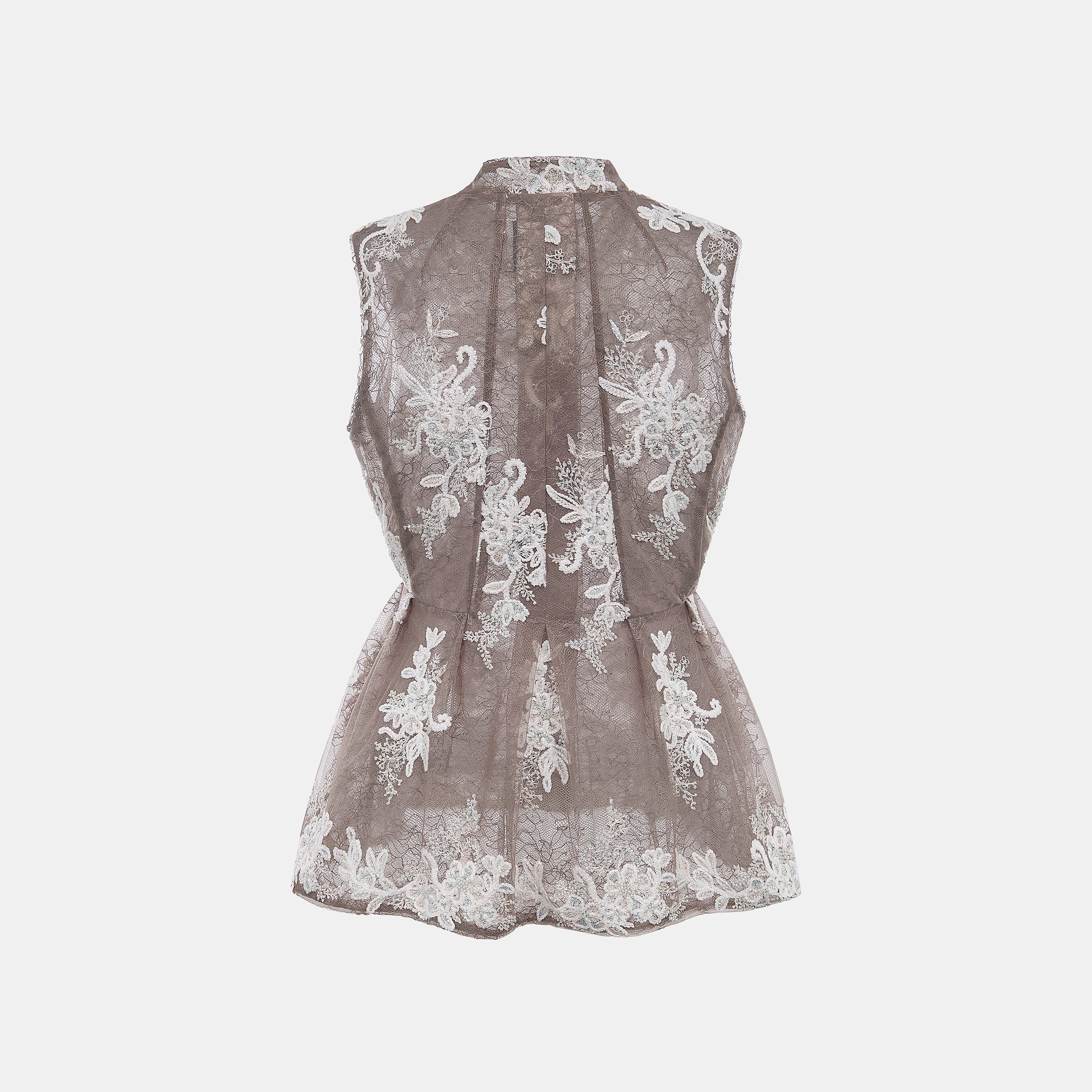 "Imperial Garden Teatime"珠繡香緹蕾絲狩獵收腰馬甲背心—Mist Bloom 霧綻花影