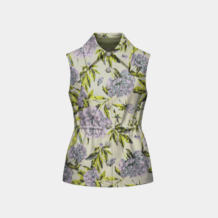 "Imperial Garden Teatime"義大利緹花錦織狩獵收腰輕國風馬甲背心—Lilac Tidings羅蘭春信