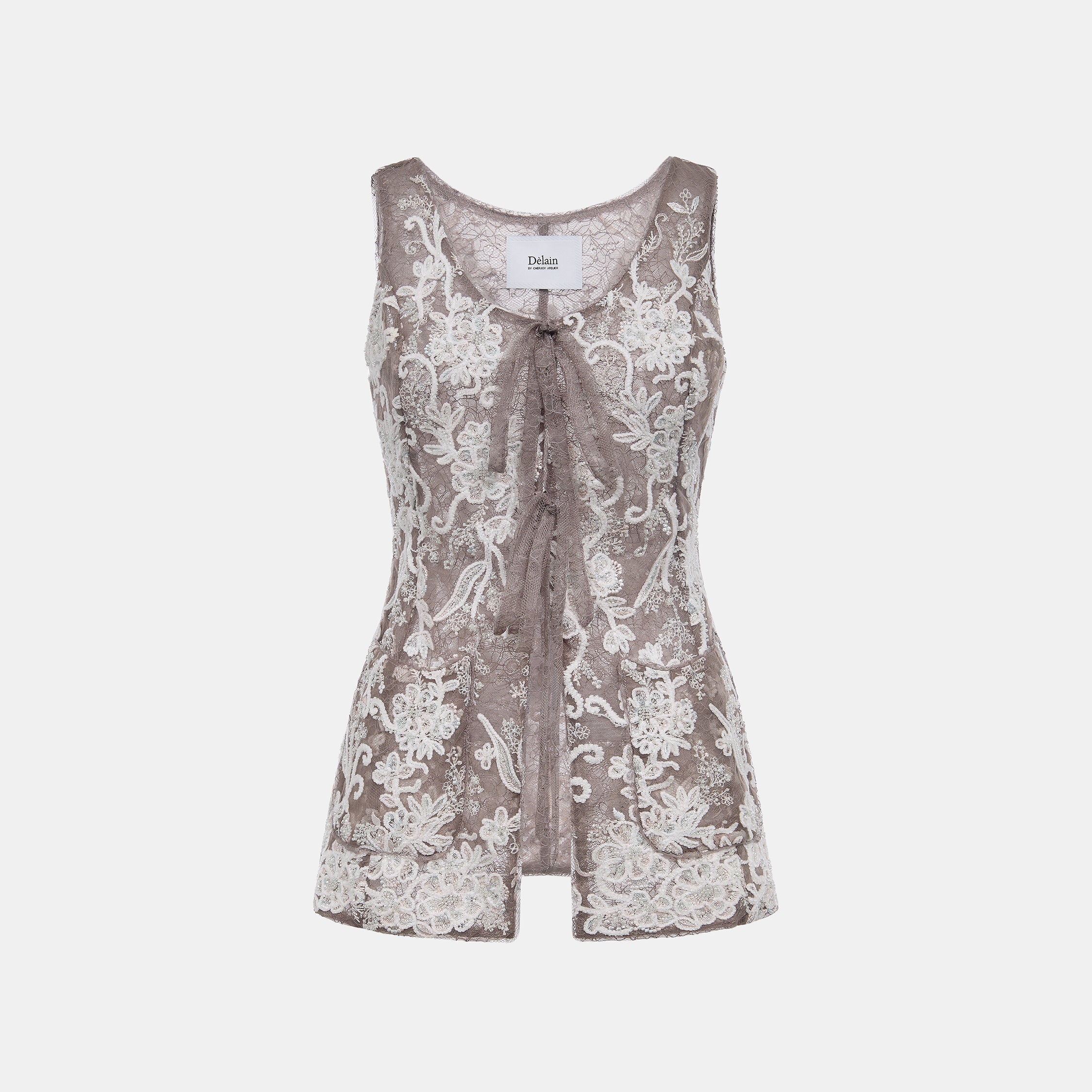 "Imperial Garden Teatime"珠繡香緹蕾絲馬甲背心—Mist Bloom 霧綻花影