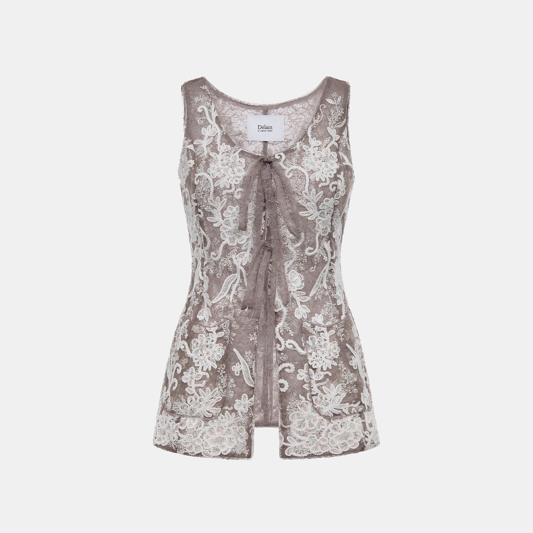 "Imperial Garden Teatime"珠繡香緹蕾絲馬甲背心—Mist Bloom 霧綻花影