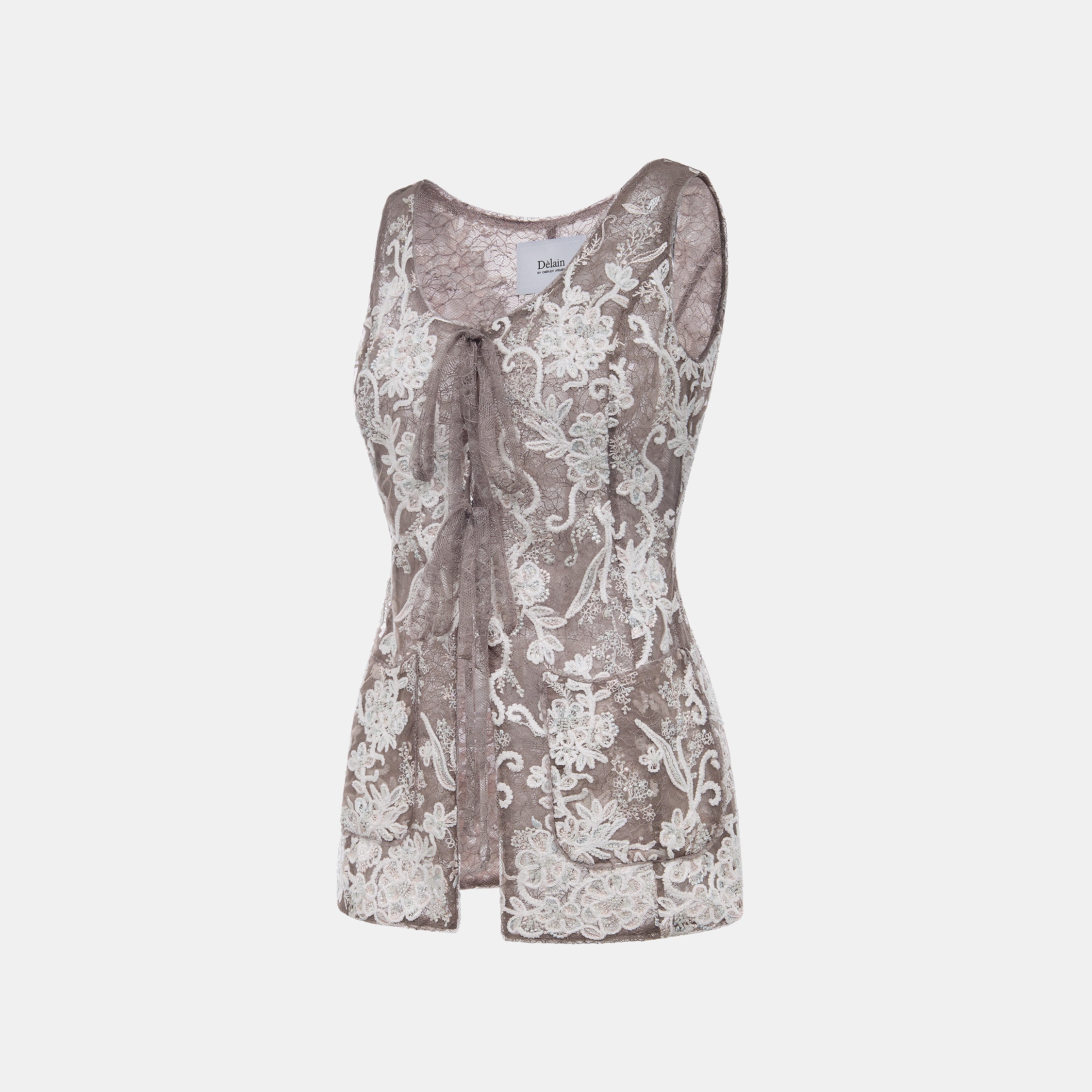 "Imperial Garden Teatime"珠繡香緹蕾絲馬甲背心—Mist Bloom 霧綻花影