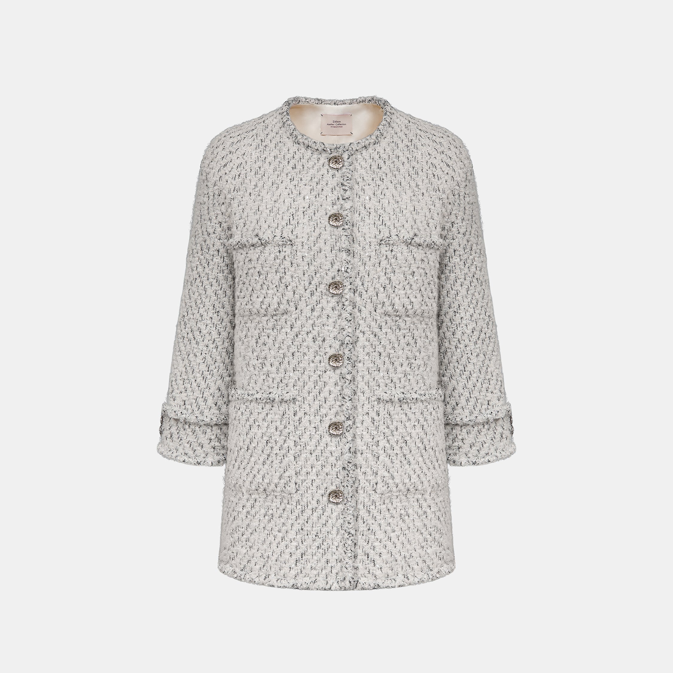 “Sloane Ave."法國高級訂製蓬圈銀織經典No.5花呢外套—Silver Mist輕雪銀花