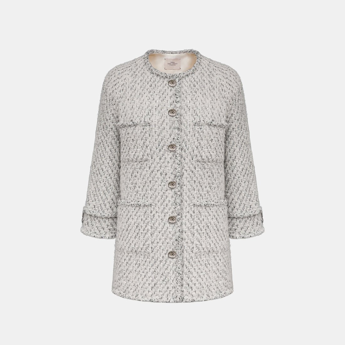 “Sloane Ave."法國高級訂製蓬圈銀織經典No.5花呢外套—Silver Mist輕雪銀花