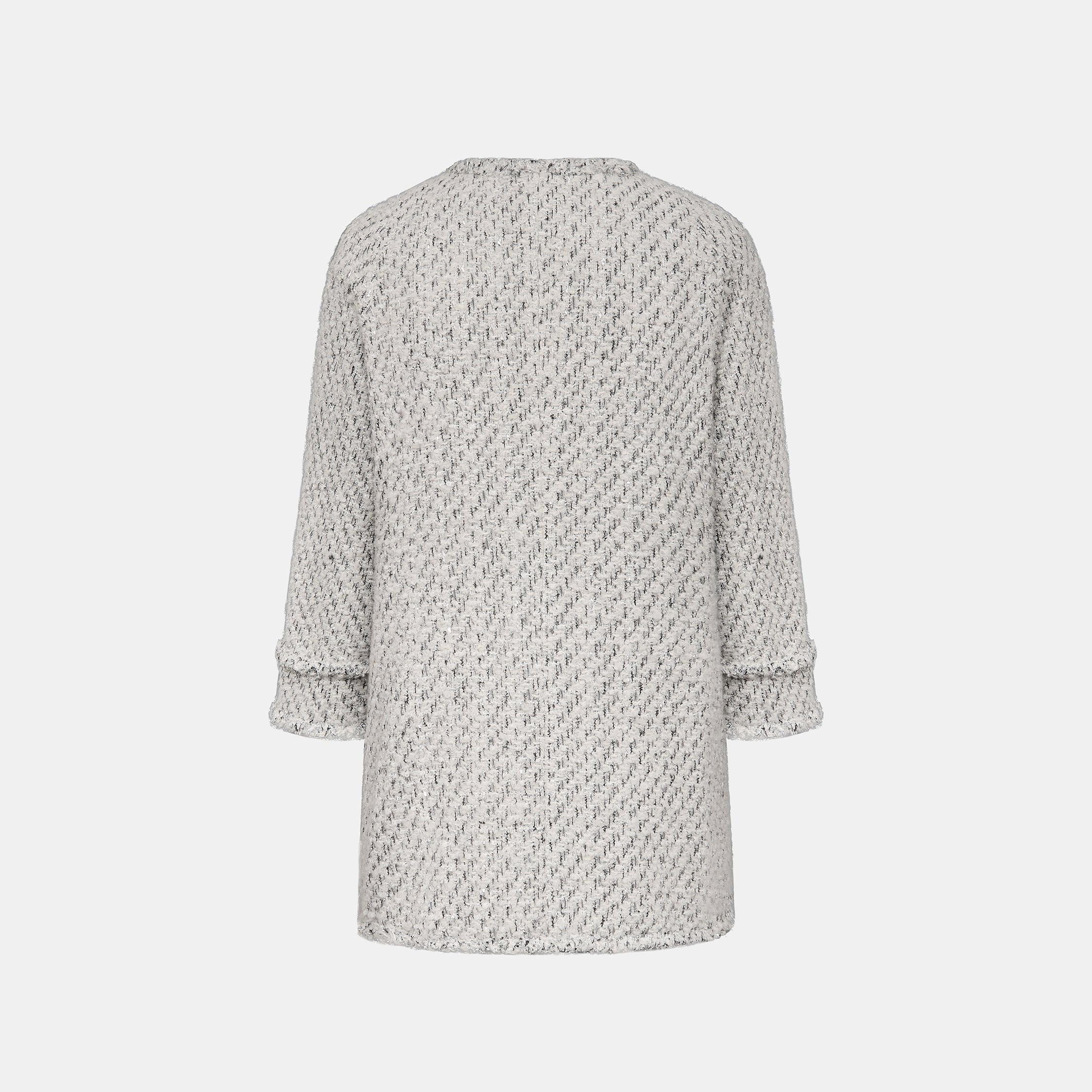 “Sloane Ave."法國高級訂製蓬圈銀織經典No.5花呢外套—Silver Mist輕雪銀花