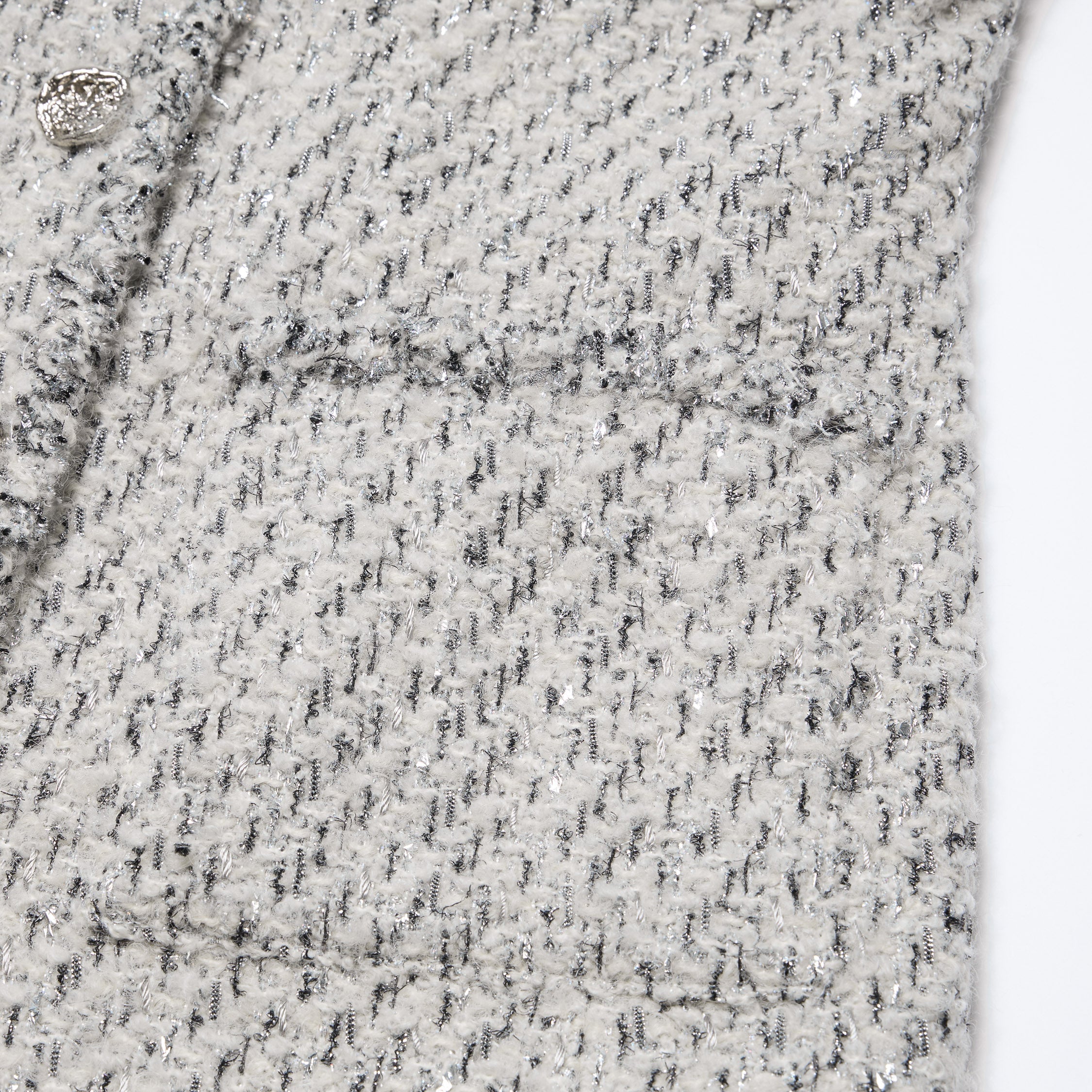 “Sloane Ave."法國高級訂製蓬圈銀織經典No.5花呢外套—Silver Mist輕雪銀花