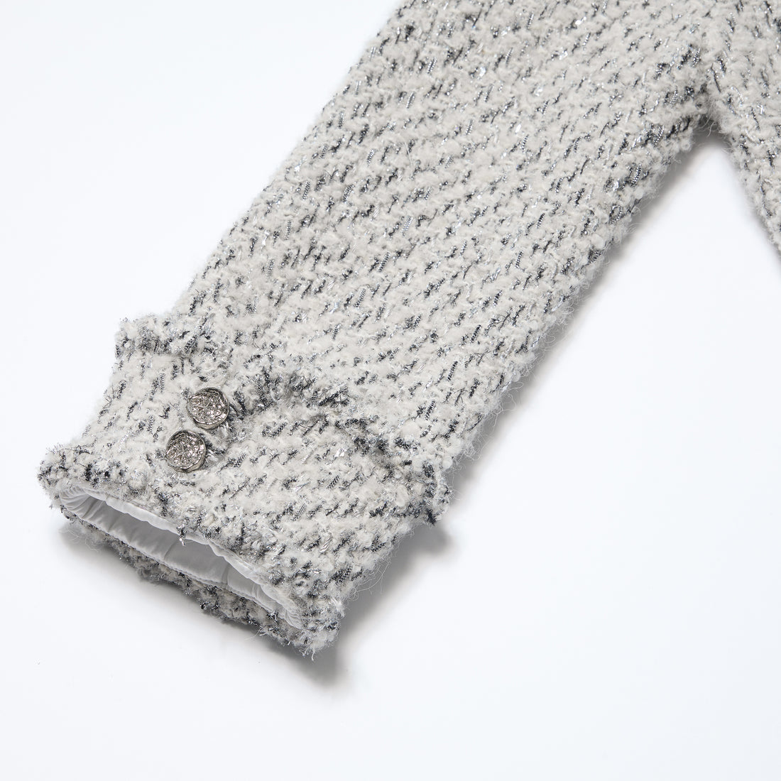 “Sloane Ave."法國高級訂製蓬圈銀織經典No.5花呢外套—Silver Mist輕雪銀花