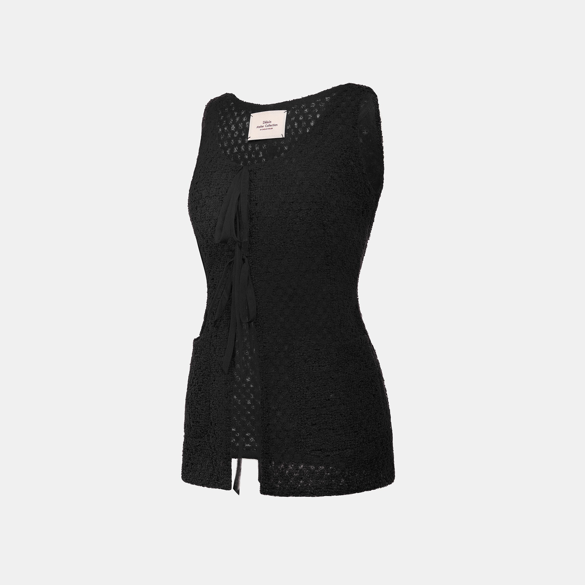 “Quiet Mastery.”法國立織絨圈點花工藝蕾絲馬甲背心—Floral Nocturne詩花夜曲