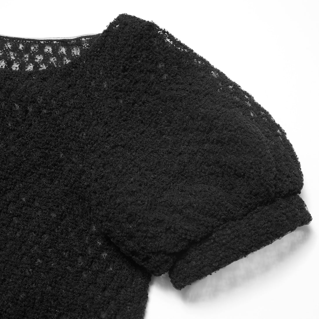 “Quiet Mastery.”法國立織絨圈點花工藝蕾絲上衣—Floral Nocturne詩花夜曲